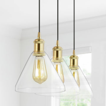 Kiawah Island 30.5" Metal/Glass Contemporary Modern LED Pendant - JONATHAN Y